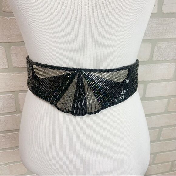 Vintage Sequin Gatsby Style Cummerbund  Belt - Picture 2 of 5